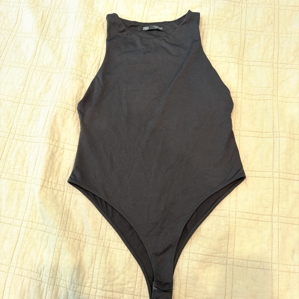 Black One-Piece Bodysuit - ZARA